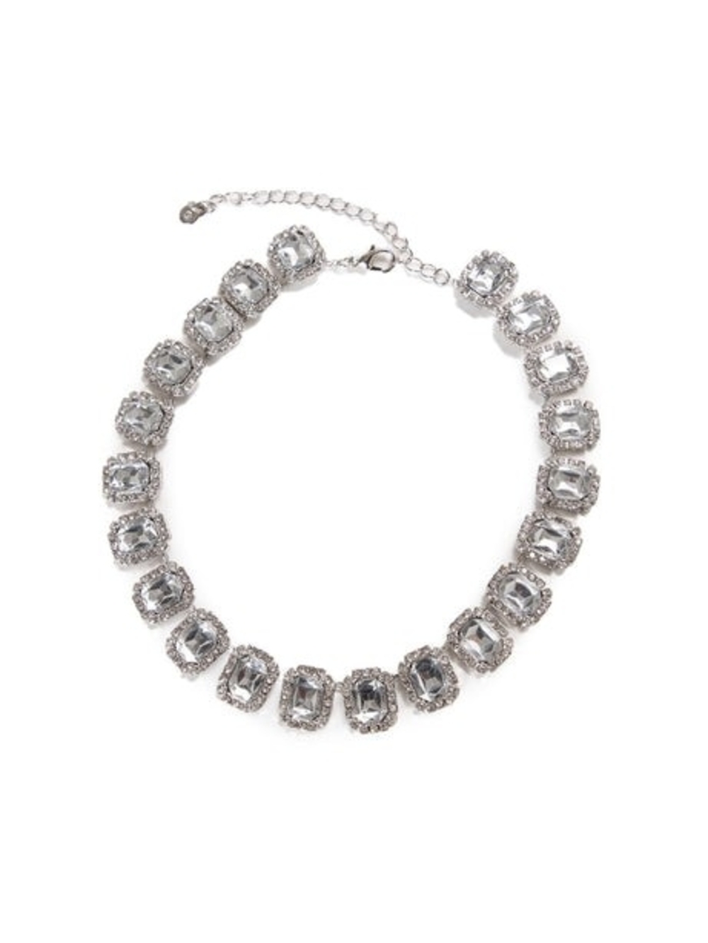 Silver Crystal Statement Necklace - Sparkling Clear Stones